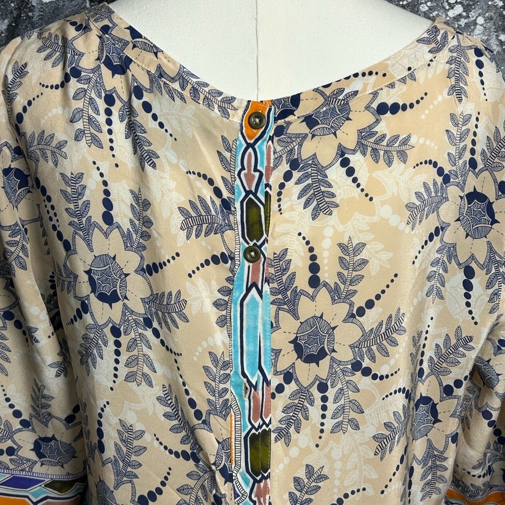 Maeve Anthropologie Multicolor Boho Floral blouse women’s size 10 3/4 sleeve - Picture 8 of 13